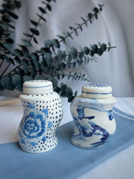 Seletti Classic on Acid Фарфоровый набор для специй Dots & Ginger, цвет - белый, синий