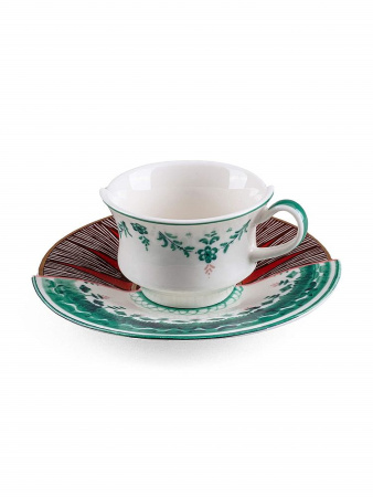 Seletti Hybrid Chucuito Фарфоровая кофейная пара для эспрессо, цвет - коричневый, изумрудный