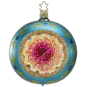 Inge Glas Стеклянная елочная игрушка Шар с отражателем, диаметр - 10 см, цвет - бирюзовый, розовый