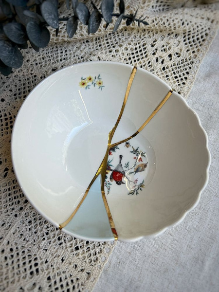 Seletti Kintsugi Салатник, размеры: 19х19х7,2 см, цвет - белый, разноцветный, золотой