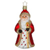 Inge Glas Стеклянная елочная игрушка Дед Мороз с посохом и кристаллами, размер - 12 см