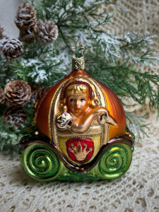 Inge Glas Стеклянная елочная игрушка Карета Золушки, размер - 11,5 см