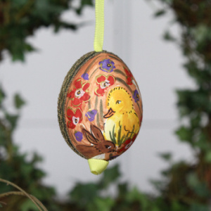 Peter Priess Пасхальное куриное яйцо с гладкой росписью "Цыпленок"