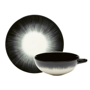 Serax De Набор из 2 фарфоровых чайных пар, объем - 200 мл, цвет - черный, белый