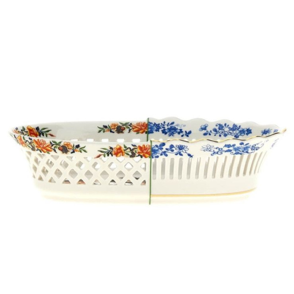 Seletti Hybrid Фарфоровое блюдо Desivia, размеры: 25,8х12,5х6,4h см, цвет - белый, разноцветный