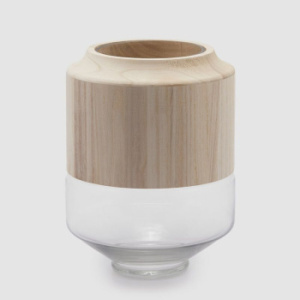 EDG Декоративная ваза Biforma Cilindro, размеры: 23х23х30h см, стекло, дерево