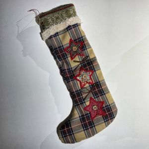 Rosso Regale Новогодний носок со звездами и пуговицами, 47 см, коричневый