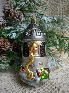 Inge Glas Стеклянная елочная игрушка Башня Рапунцель, размер - 13 см