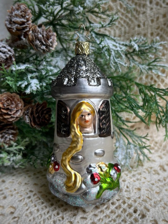 Inge Glas Стеклянная елочная игрушка Башня Рапунцель, размер - 13 см
