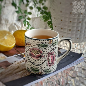 Gien Dominote Roses Кружка из французского фаянса, объем - 255 мл, цвет - белый