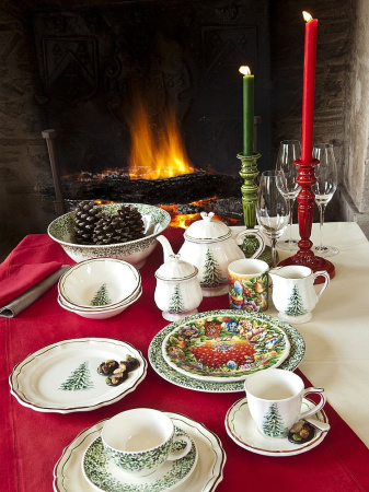 Gien Filet Noel Миска для хлопьев, объем - 350 мл, диаметр - 17 см, цвет - белый, зеленый, красный