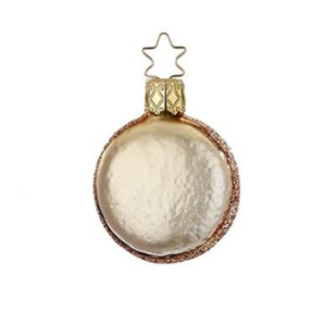 Inge Glas Стеклянная елочная игрушка Бежевый макарон, 5,5 см