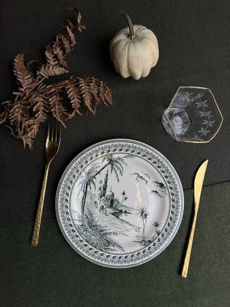 Gien Les Depareillees Десертная тарелка Вид на Восток, диаметр - 22 см, цвет - белый, зеленый