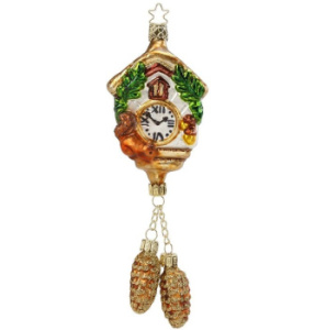 Inge Glas Стеклянная елочная игрушка Часы с кукушкой, высота - 17,5 см