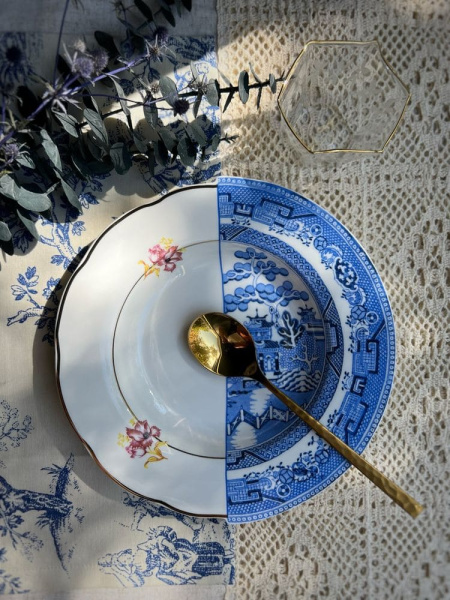 Seletti Hybrid Тарелка для супа Fillide, диаметр - 25,4 см, цвет - белый, синий