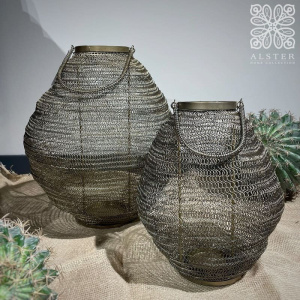 Pomax KIBU Металлический фонарь - подсвечник, 38х40 см, бронзовый