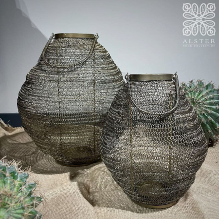 Pomax KIBU Металлический фонарь - подсвечник, 38х40 см, бронзовый