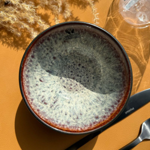 Pomax MIRHA JASPER Пиала для подачи джема, орешков, меда, диаметр - 11,2 см, цвет - черный,бежевый