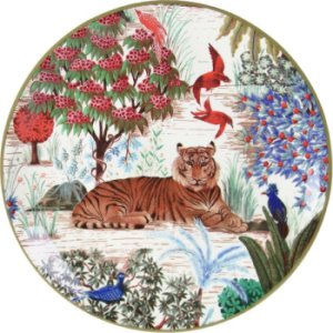 Gien Jardin du Palais Тарелка для канапе с рисунком Tigre (Тигр), диаметр - 17 см