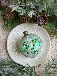 Inge Glas Стеклянная елочная игрушка Мятный маффин, размер - 7 см