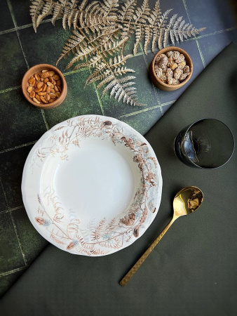 Gien Sologne Суповая тарелка, диаметр - 23 см, цвет - белый, коричневый