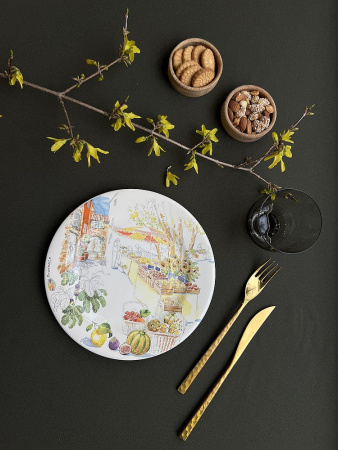 Gien Provence Десертная тарелка Провансальский рынок, диаметр - 22 см, цвет - белый, разноцветный