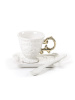 Seletti I-Wares Фарфоровая кофейная пара с ложечкой, размеры: 7х7х7h см, цвет - белый, золотой