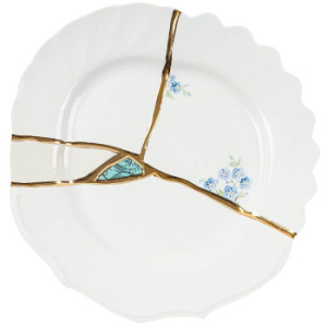 Seletti Kintsugi Десертная тарелка, диаметр - 21 см, цвет - белый, голубой, синий, золотой