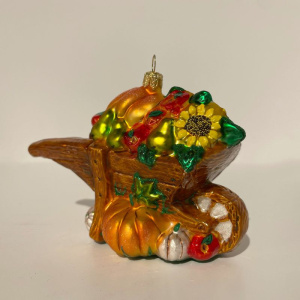 Impuls Стеклянная елочная игрушка Телега с урожаем, размер - 12 см