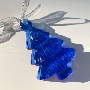 Гусь хрустальный Хрустальная фигурка Елочка, 6,4х10 см, цвет - васильковый (вертикальные полосы)