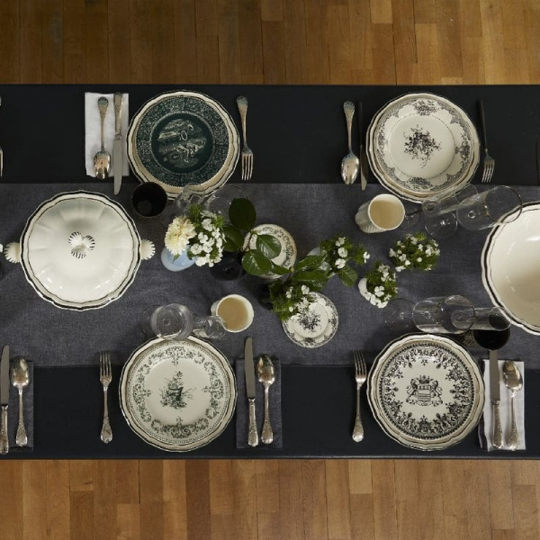 Gien Les Depareillees Десертная тарелка Монограмма, диаметр - 23,2 см, цвет - темно-зеленый