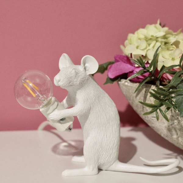 Seletti Mouse Sitting Настольная лампа Мышь, 5х15х12,5h см, цвет - белый