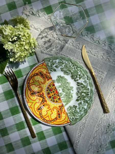 Seletti Hybrid Десертная тарелка Sravasti, диаметр - 20 см,  цвет - белый, желтый, зеленый.