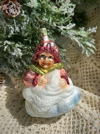 Inge Glas Стеклянная елочная игрушка Госпожа Метелица, размер - 12,5 см