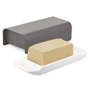 Alessi Mattina Масленка из фарфора со стальной крышкой, цвет - белый, темно-серый