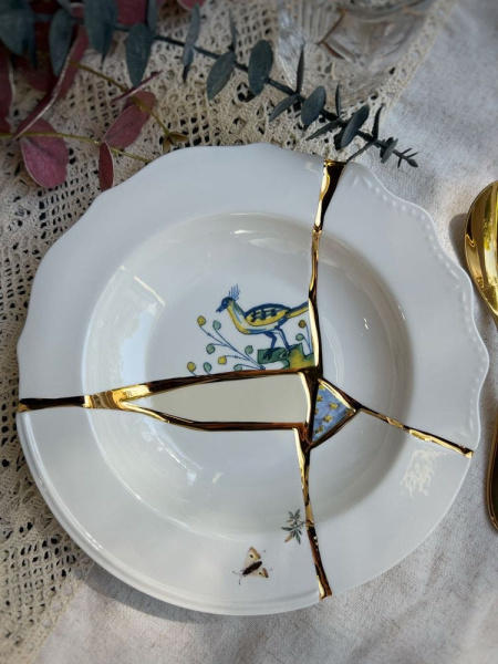 Seletti Kintsugi Тарелка для супа, диаметр - 22 см, цвет - белый, зеленый
