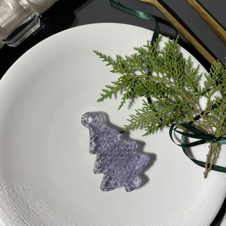 Гусь хрустальный Хрустальная фигурка Елочка, 6,4х10 см, цвет - сиреневый (ромбы)