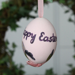 Peter Priess Пасхальное куриное яйцо с гладкой росписью "Happy Easter", розовый