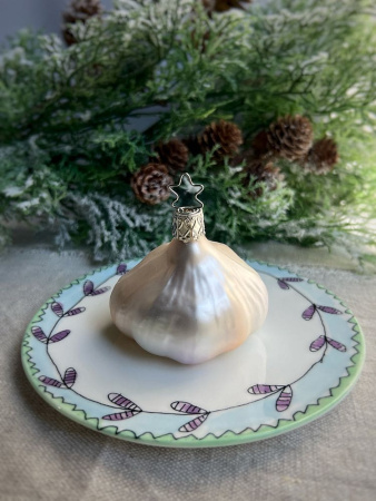 Inge Glas Стеклянная елочная игрушка Чеснок, размер - 6 см