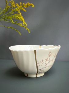 Seletti Kintsugi Фарфоровая пиала, диаметр - 11,5 см, цвет - белый, красный, золотой