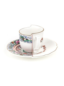 Seletti Hybrid Tamara Фарфоровая кофейная пара для эспрессо, цвет - белый, разноцветный