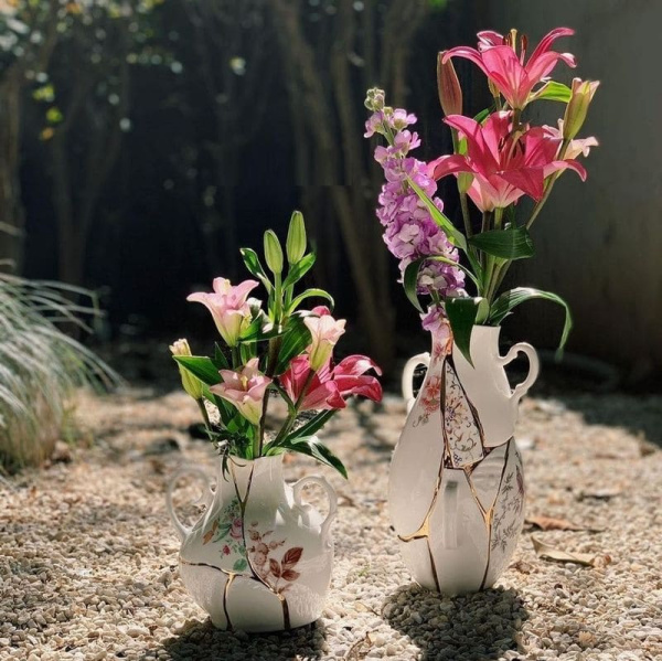 Seletti Kintsugi Декоративная фарфоровая ваза, размеры: 18х16х19 см, цвет - белый
