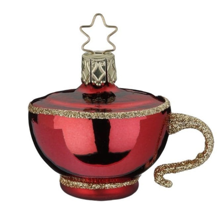 Inge Glas Стеклянная елочная игрушка Красная чашка, размер - 5,5 см