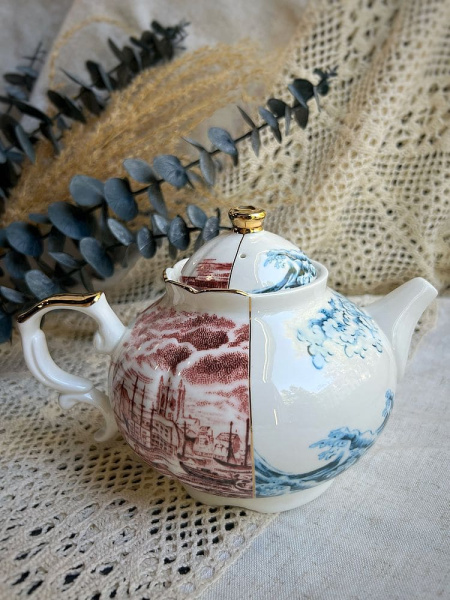 Seletti Hybrid Фарфоровый чайник Smeraldina, размеры: 15*15*13h см, белый, синий, красный