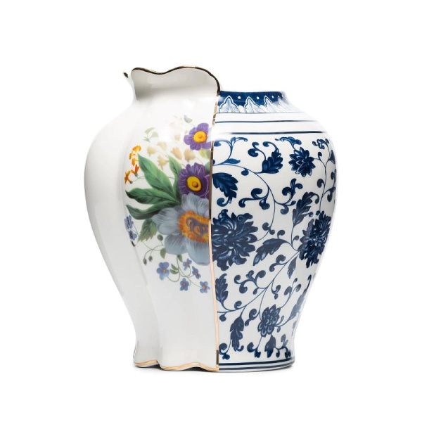 Seletti Hybrid Декоративная ваза Melania, размеры: 23х23х26h см, цвет - белый, синий
