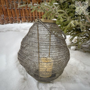 Pomax KIBU Металлический фонарь - подсвечник, 28х30 см, бронзовый