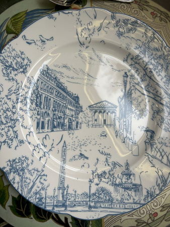 Bernardaud Tout Paris Обеденная тарелка, диаметр - 27 см, цвет - белый, синий