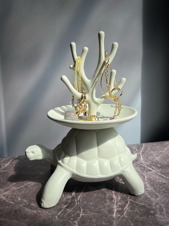 Qeeboo Turtle Керамическая подставка для украшений, размеры: 29x26x22 см, цвет - свето-серый