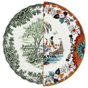 Seletti Hybrid Фарфоровая обеденная тарелка Ipazia, диаметр - 27,5 см, белый, зеленый, оранжевый