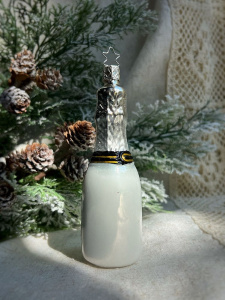 Inge Glas Стеклянная елочная игрушка с кристаллом Swarowski Бутылка Шампанского, 12,5 см, белый